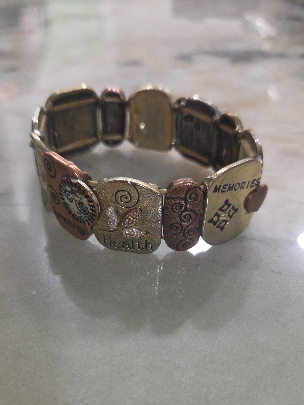 Inspirational Health & Memories Stretch Bracelet in Mixed Metal